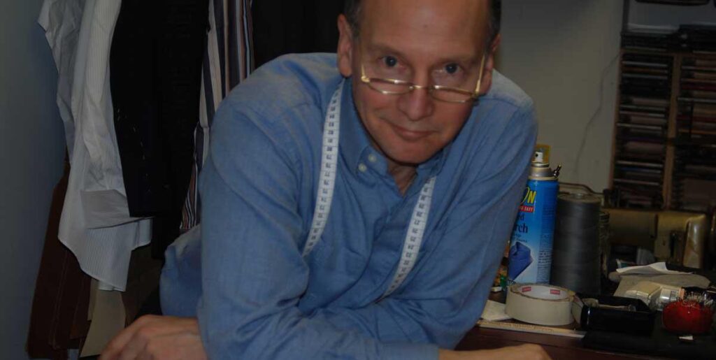 Samsons cutter of mens garments in Vancouver.